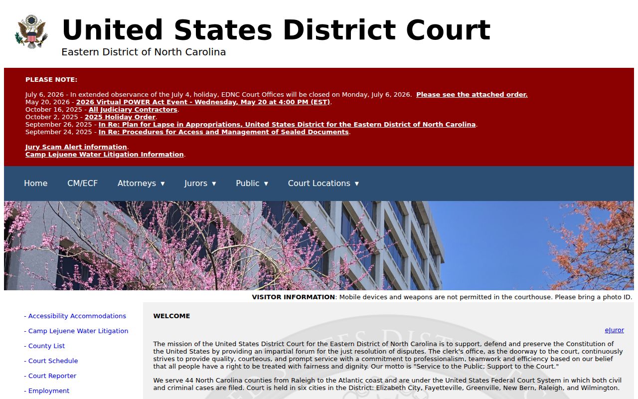 Eastern District source for federal Burgaw criminal court records