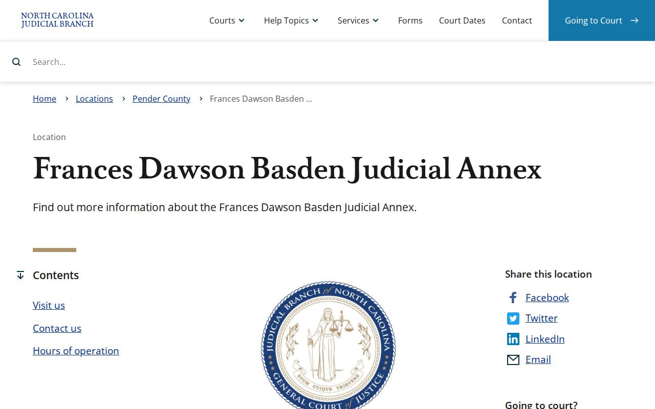 Frances Dawson Basden Annex for Pender County criminal court cases