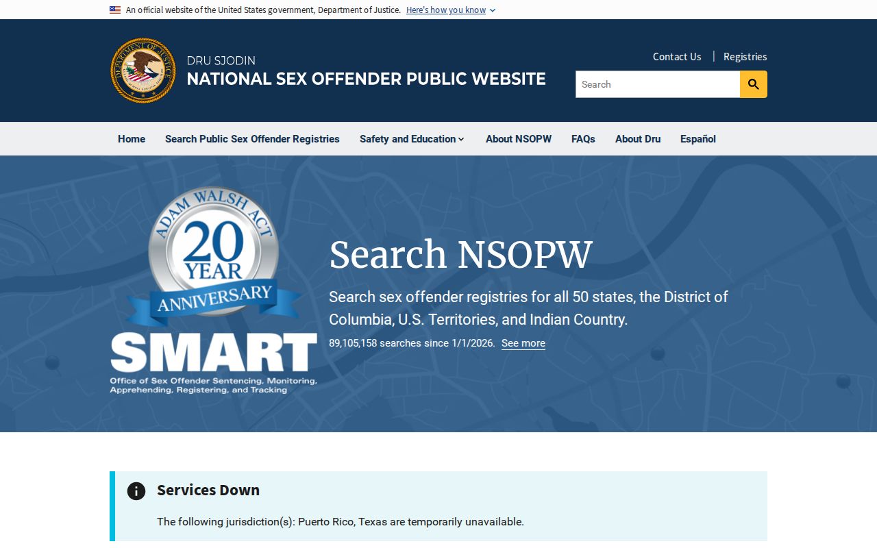 National search used with a Pender County sex offender check