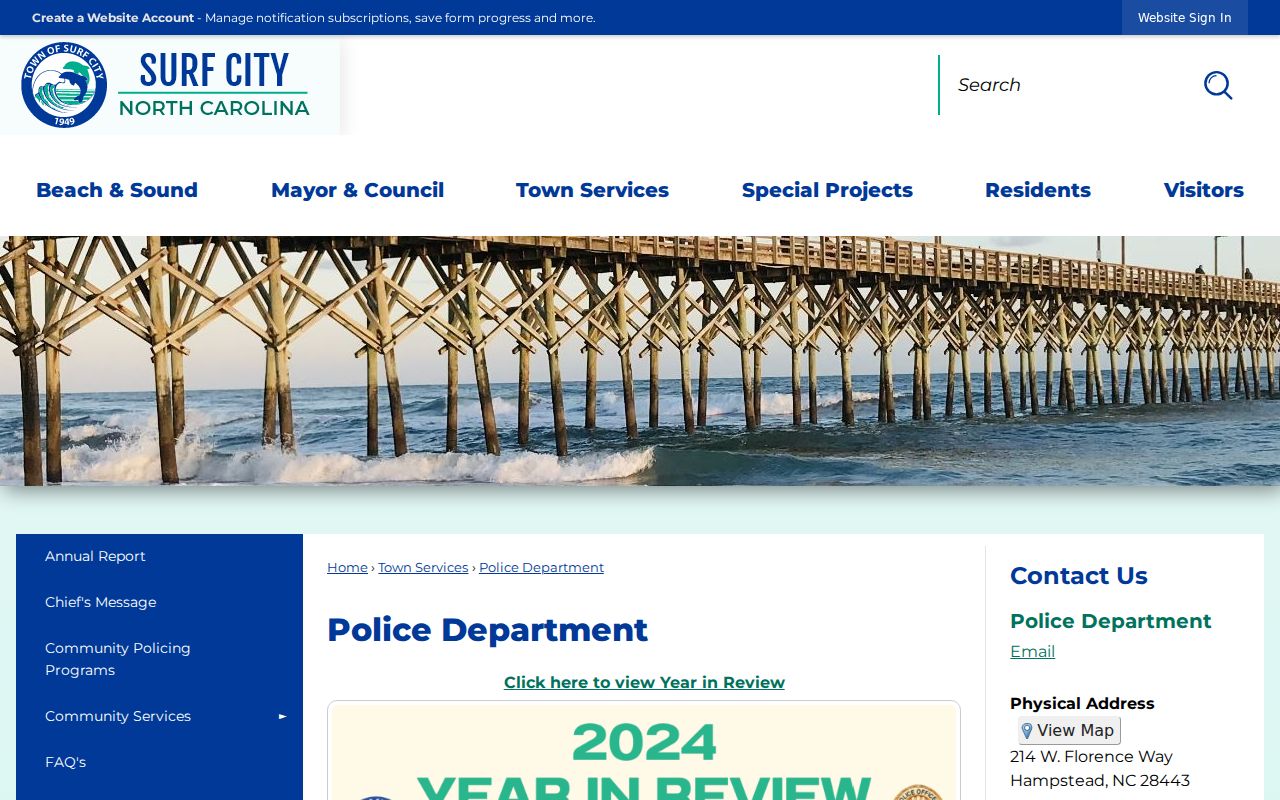 Surf City criminal records Police Department information